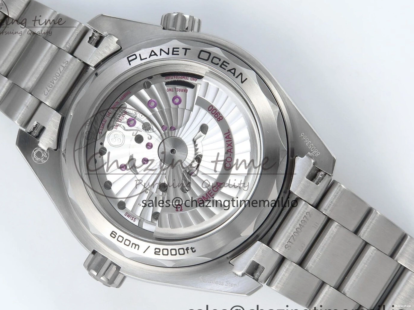 0224 Neat Seamaster Planet Ocean 600M 43.5mm SS SCF 1:1 Best Edition Blue Dial on SS Bracelet A8900 Super Clone 7684